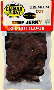 red hot beef jerky package